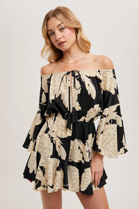 Floral Bell Sleeve Romper