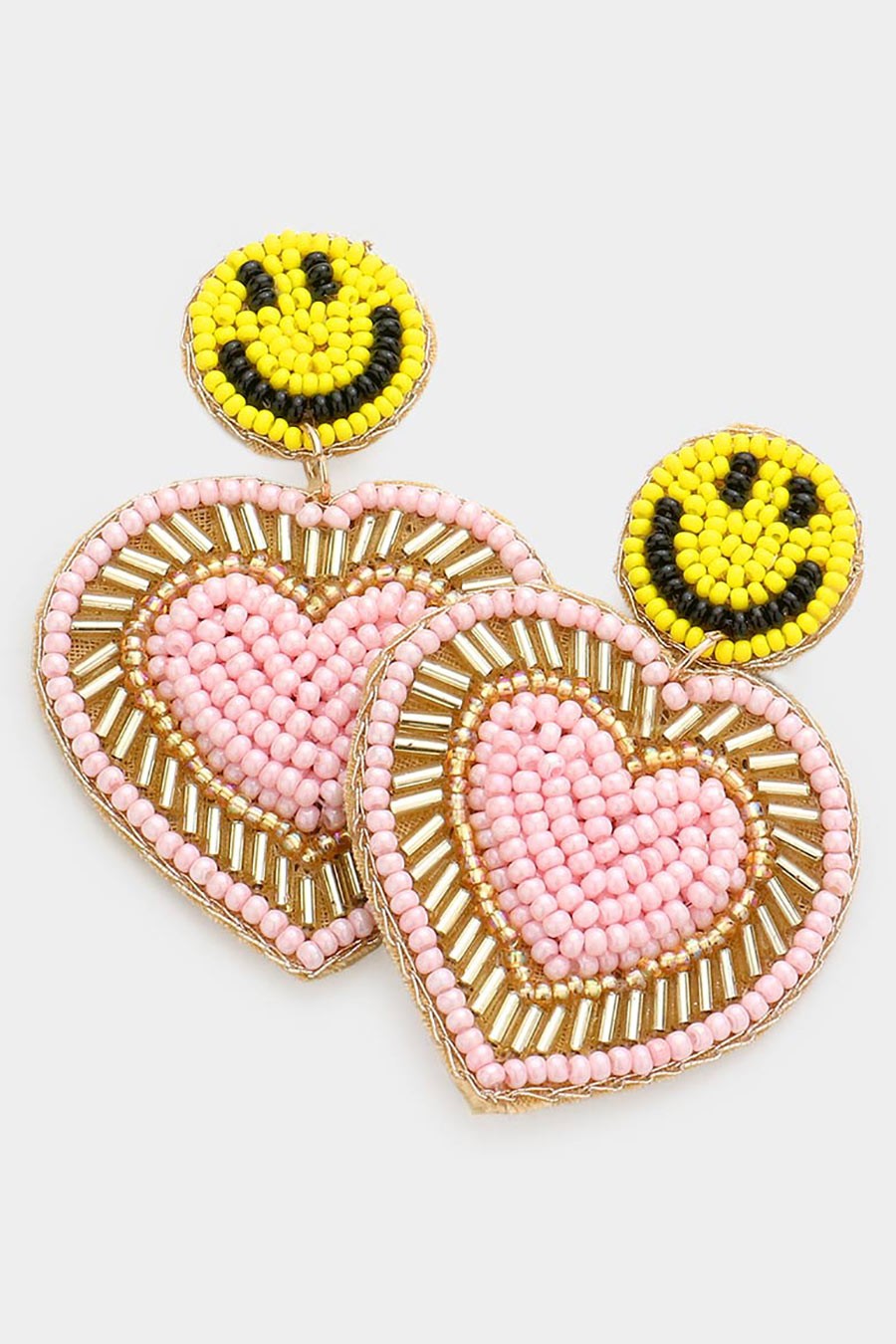Pink Heart Smiley face earrings