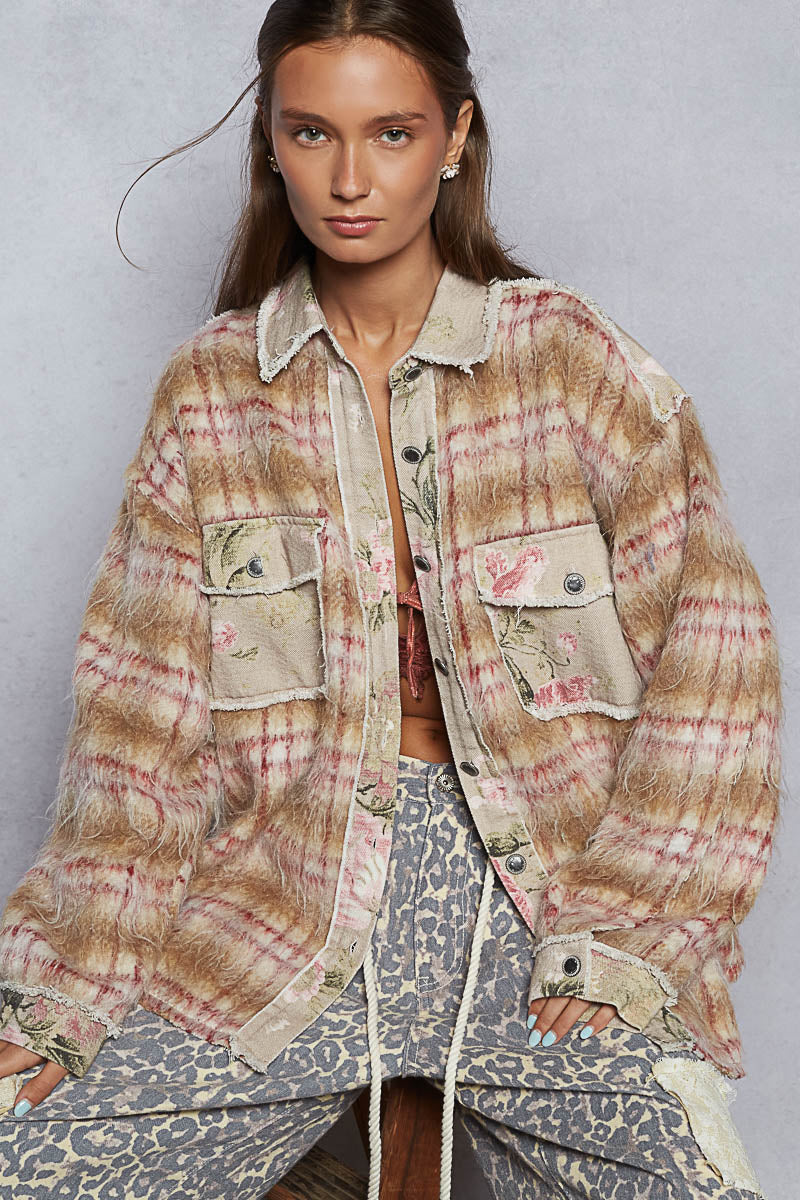 POL Mohair and floral shacket