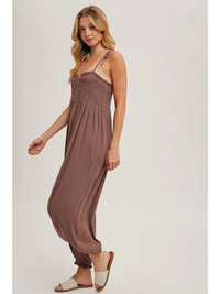 Mocha Smocked Jumpsuit