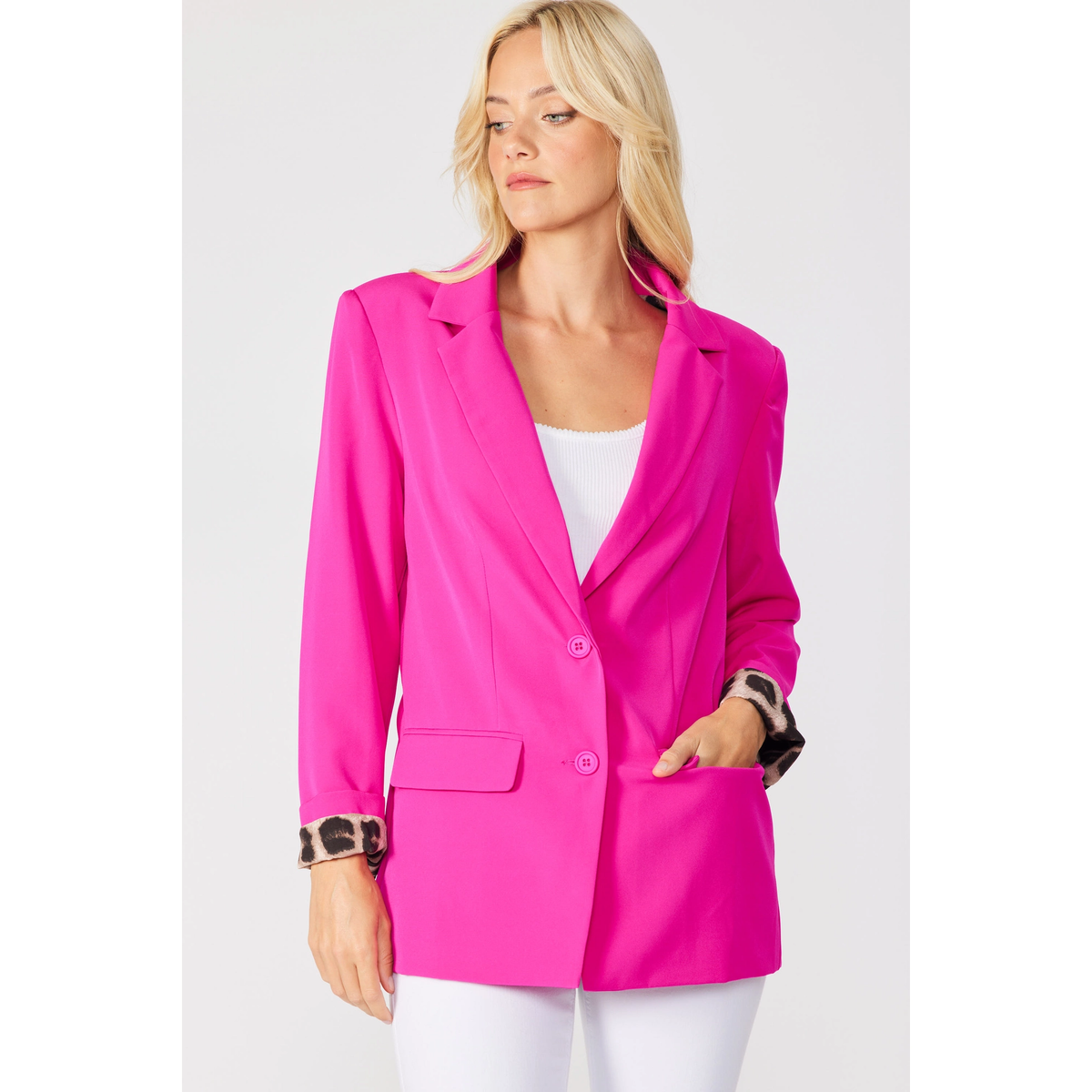 Hot Pink Leopard Blazer