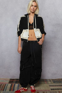 POL Black Studs Jogger Pants