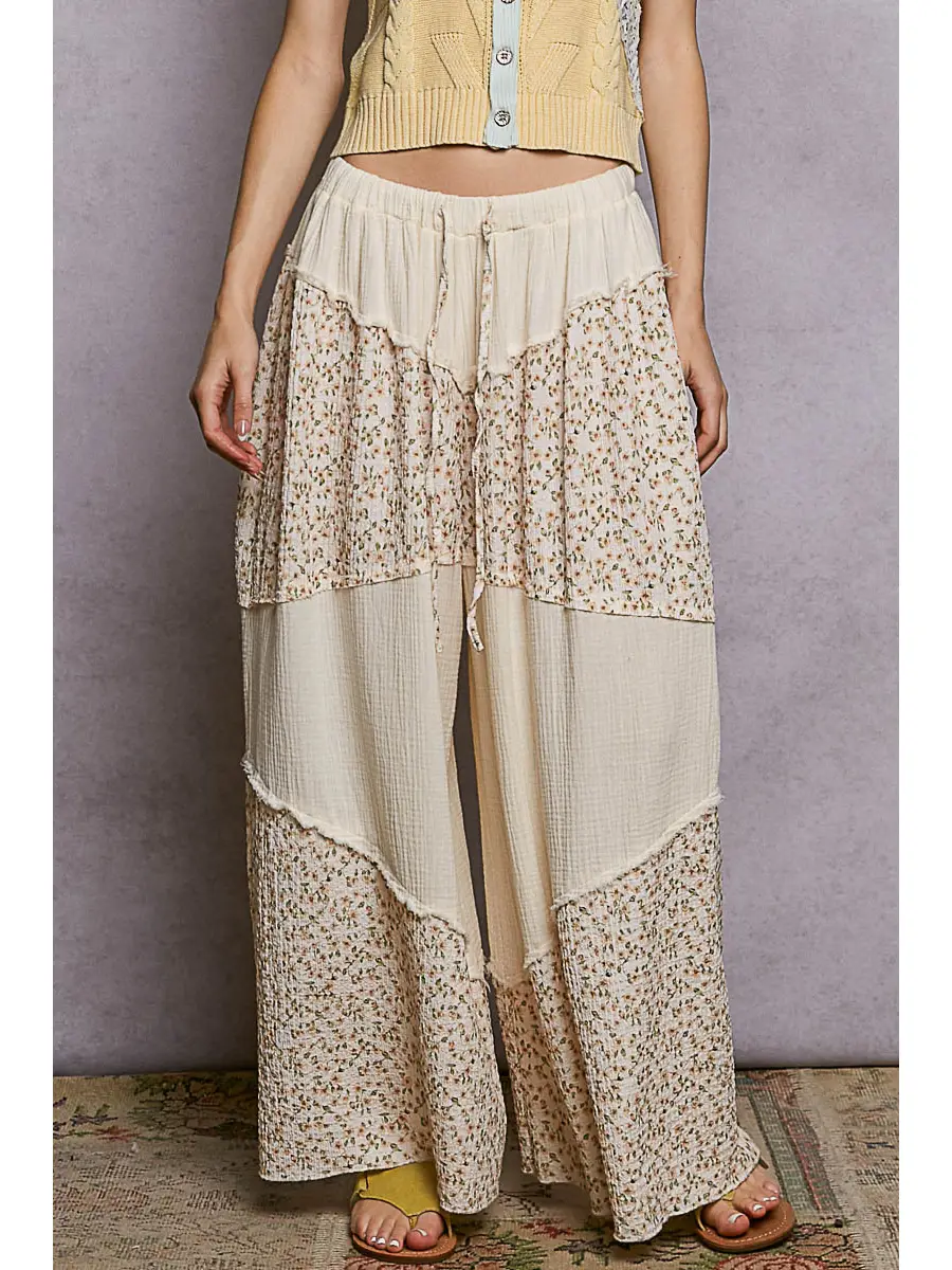 POL Floral Flowy Contrast Pants