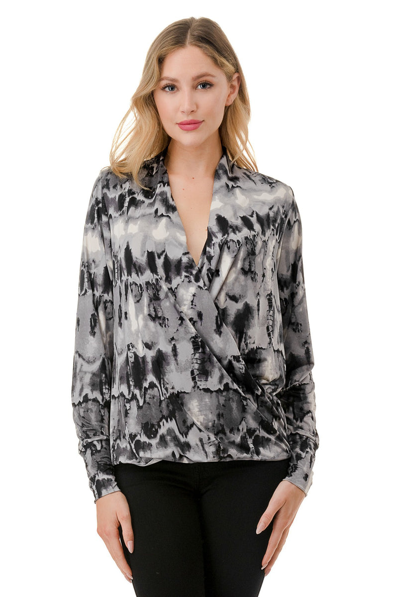Grey Surplice Top