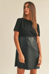 Black Stitch Combo Shift Dress