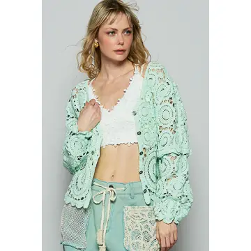 Mint Open Crochet Top