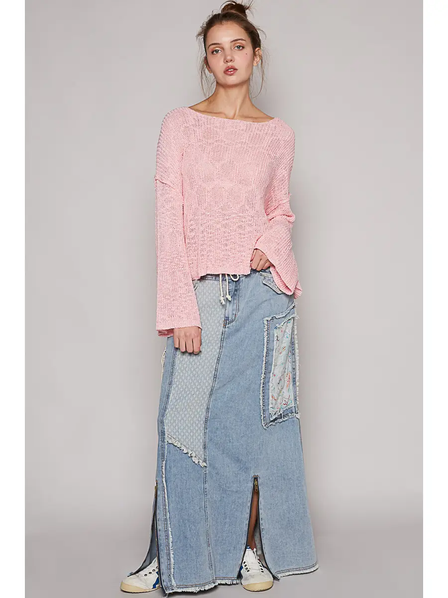 POL Pink open knit sweater