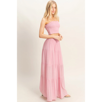 Pink Strapless Skirt Set