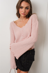 Pink Soft V-neck Sweater