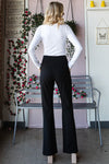 Black Flare Wide Waistband Pants