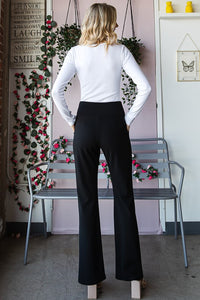 Black Flare Wide Waistband Pants
