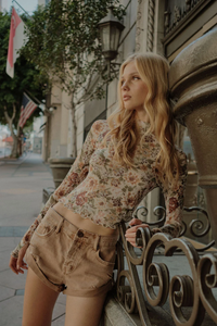 Blossom Forth Floral Mesh Mock-Neck