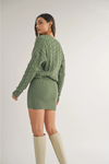 Green Bling Button Sweater Dress