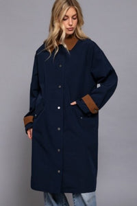 Navy Contrast Trench Coat