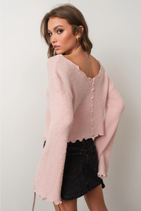 Pink Soft V-neck Sweater