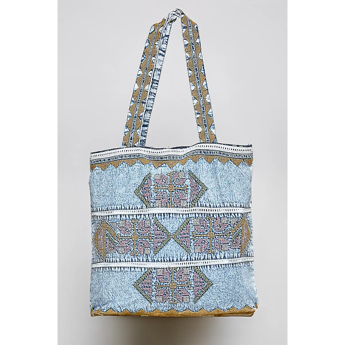 POL Embroidered Denim Tote Bag