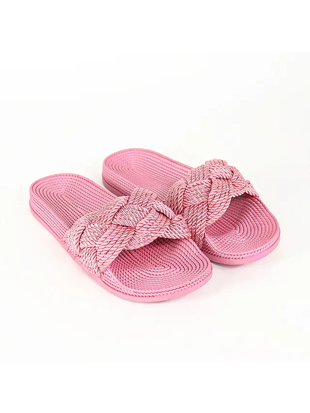 Pink Woven Slides
