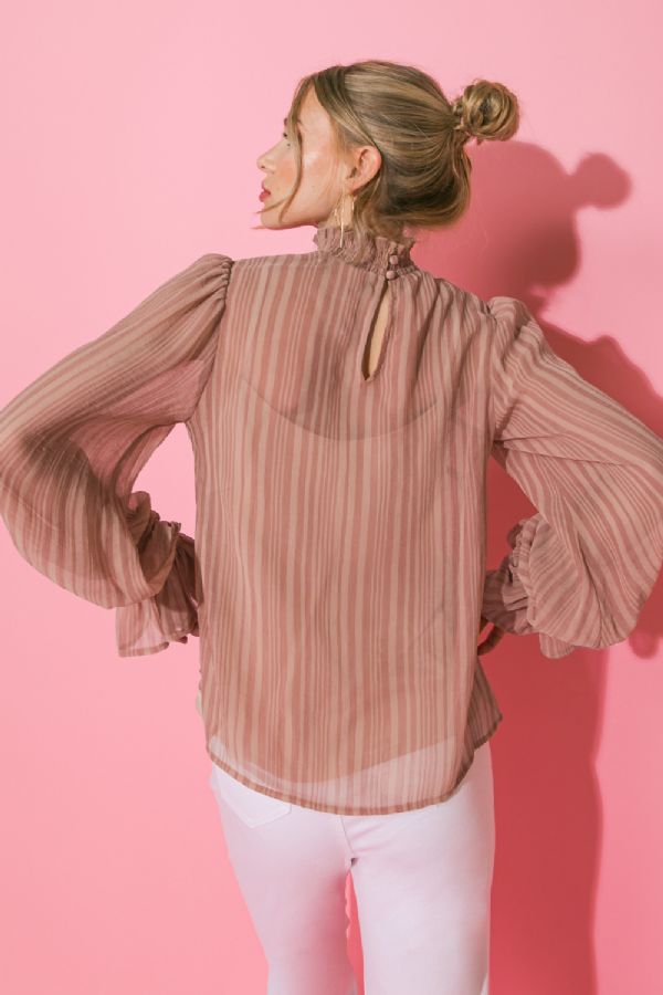 Taupe High Neck Top