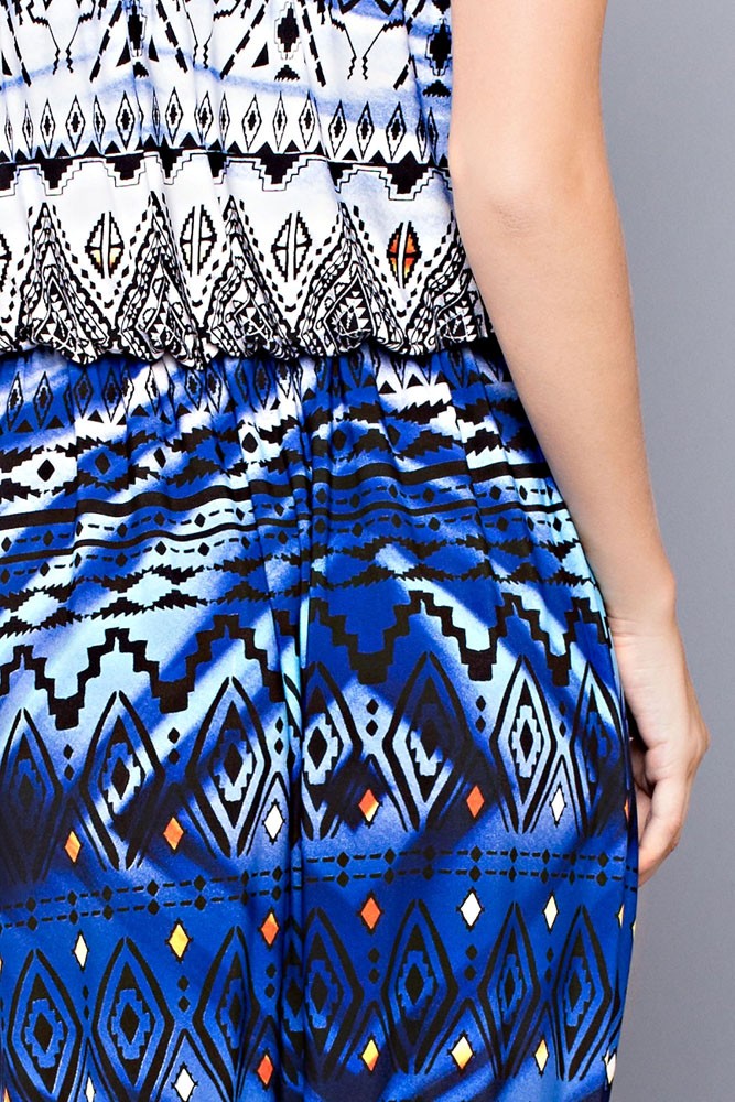 Blue Aztec Strapless Maxi Dress All There Boutique Blue Aztec Strapless Maxi Dress All There Boutique