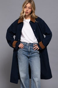 Navy Contrast Trench Coat