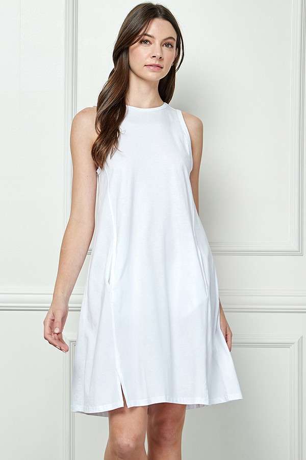 White Tank Dress with Pockets