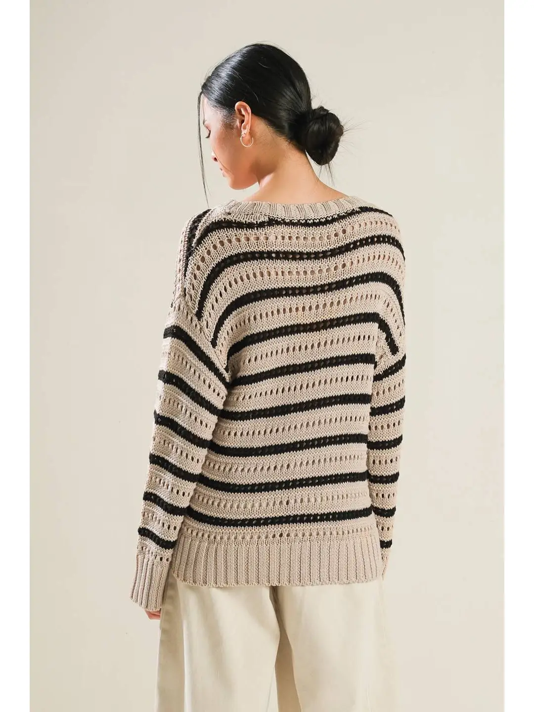 Black and Tan Open Knit Sweater