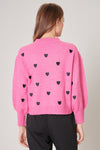 Pink Heart Embroidered Sweater