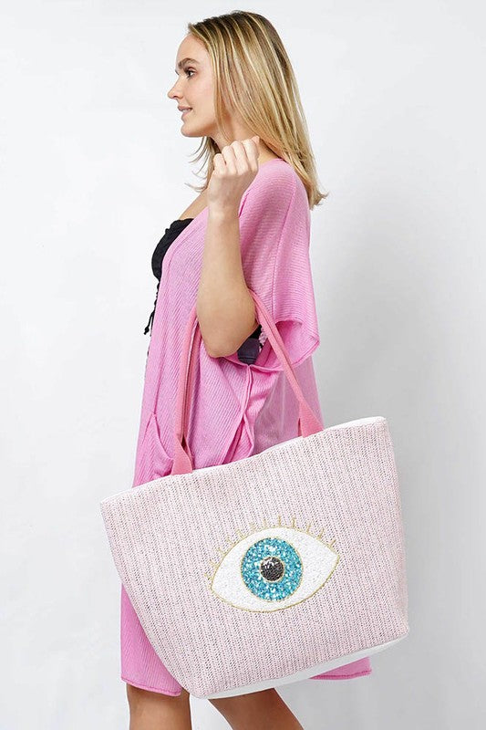 Sequin Evil Eye Tote Bag