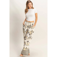 Floral Print Palazzo Pants Black