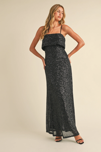 Black Sequin Maxi Dress