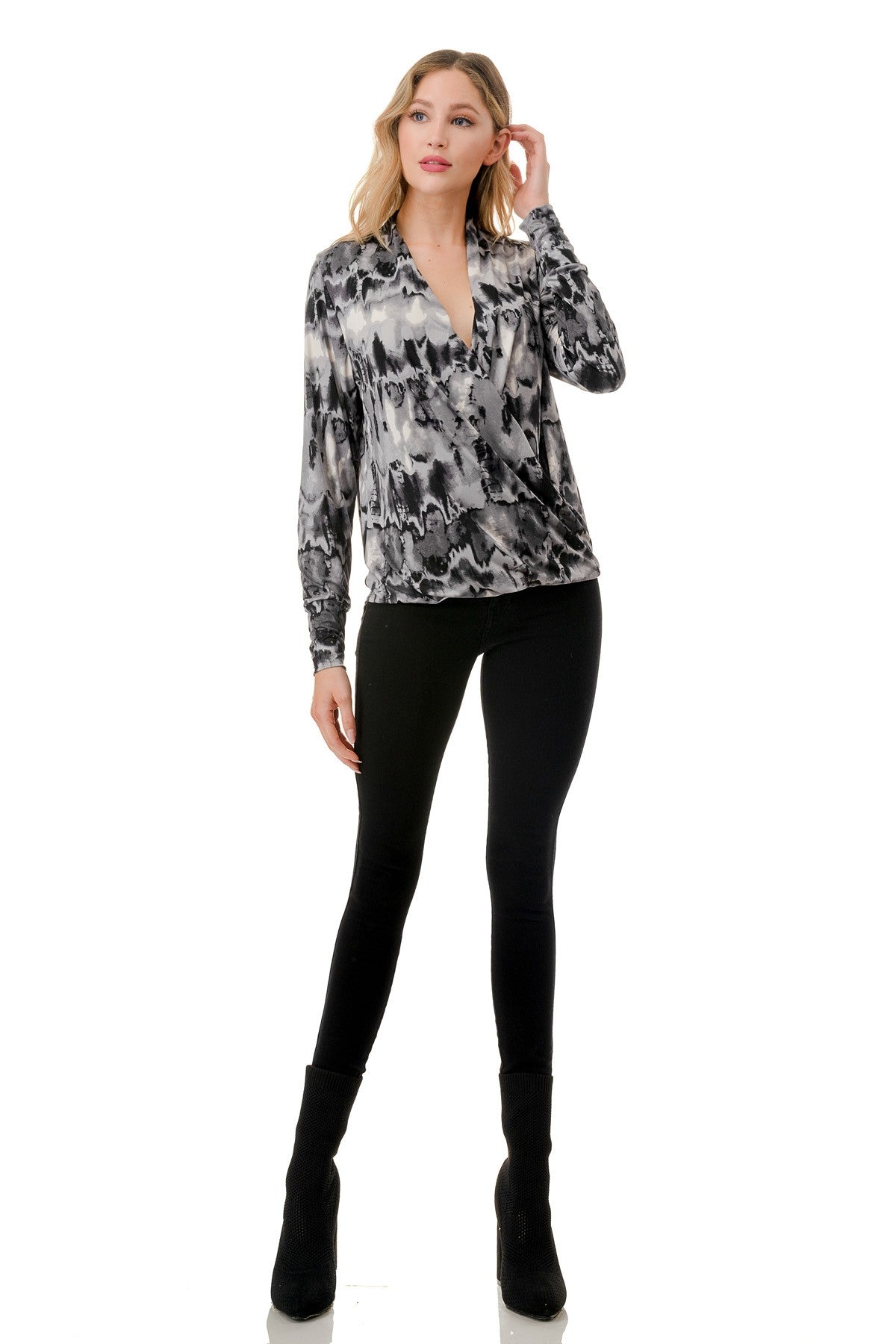 Grey Surplice Top