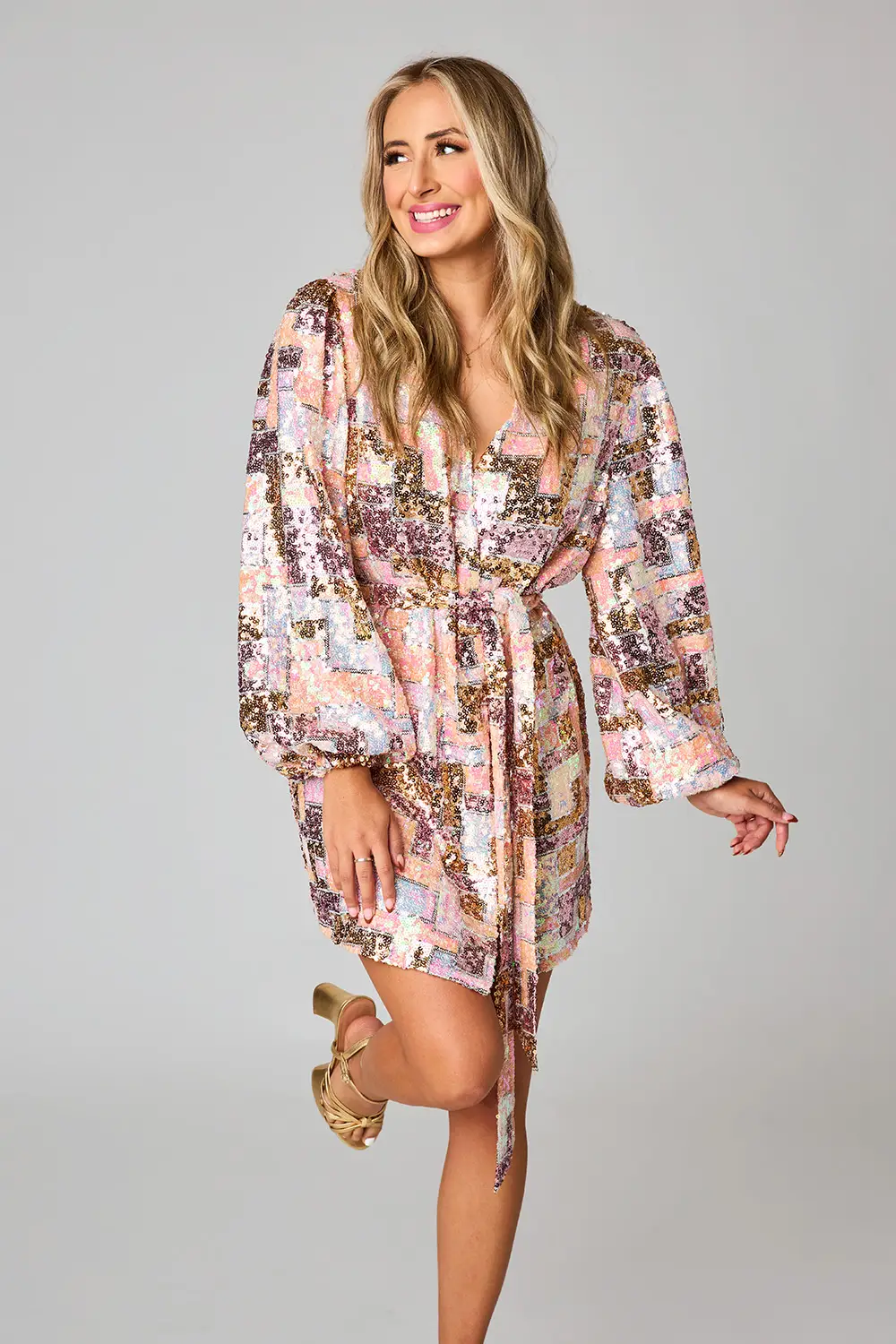buddylove sequin dress BuddyLove | Adeline Sequin Wrap Dress