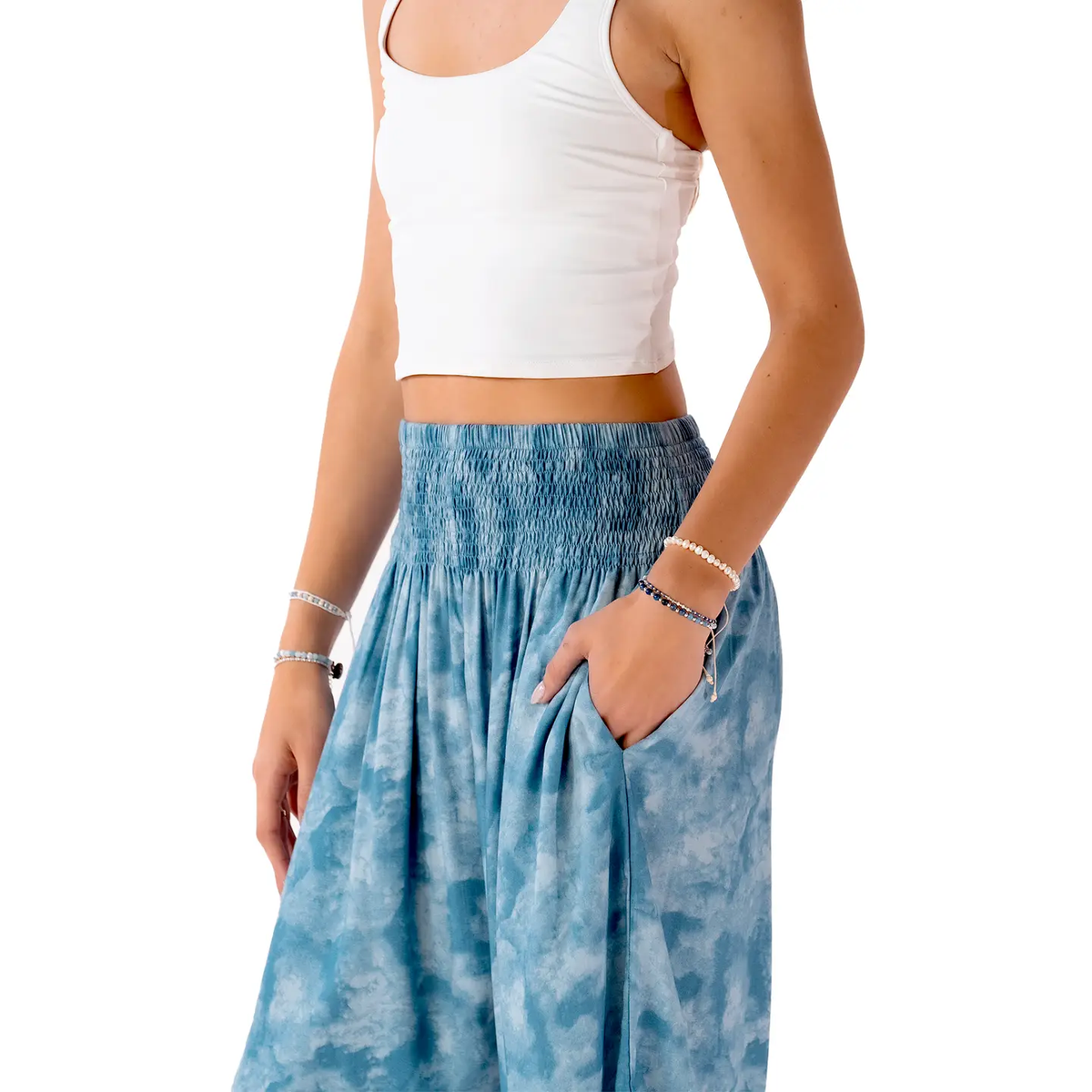 Blue Harem Pants with Pockets