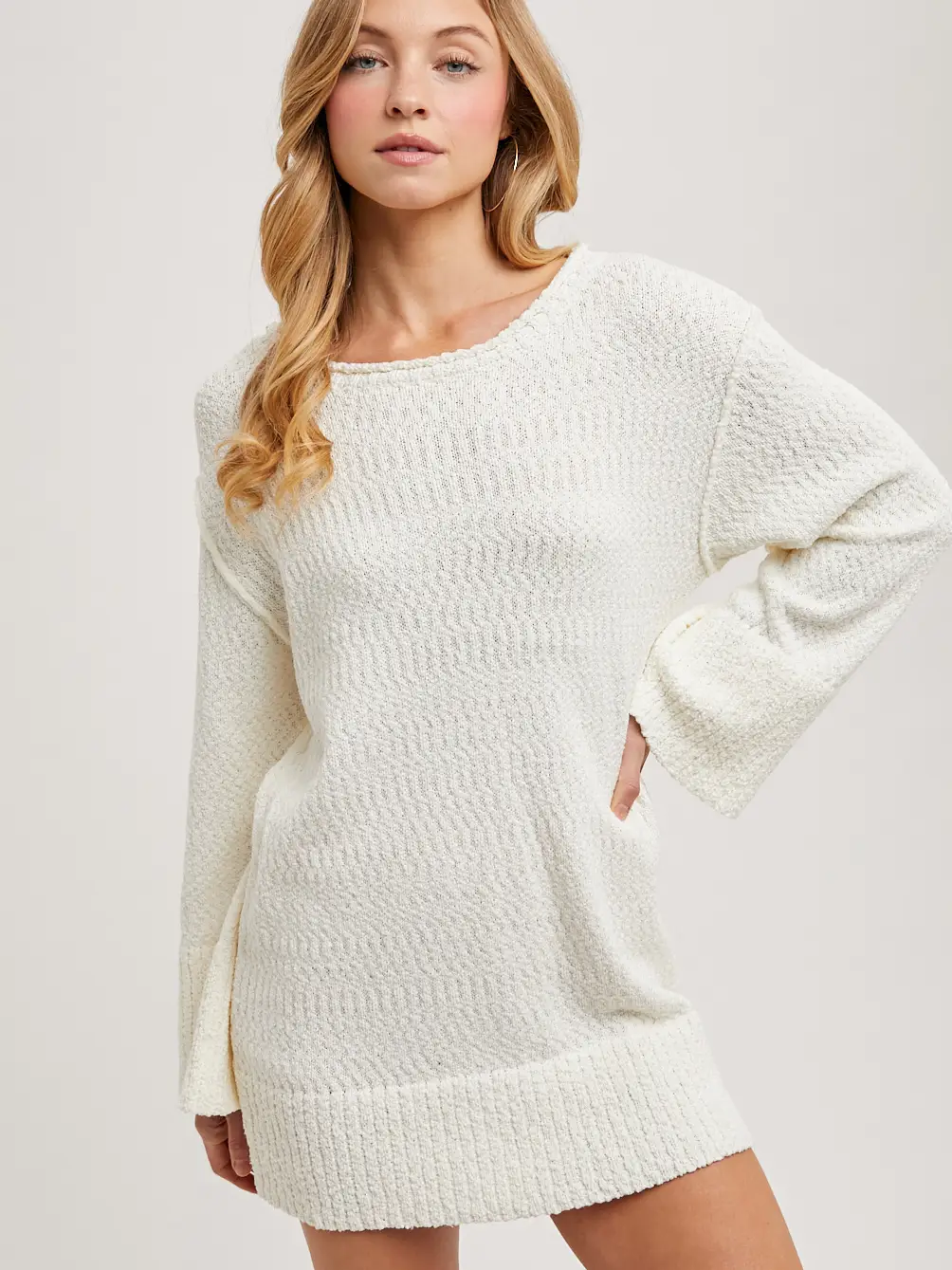 White Chunky Tunic Sweater Dress