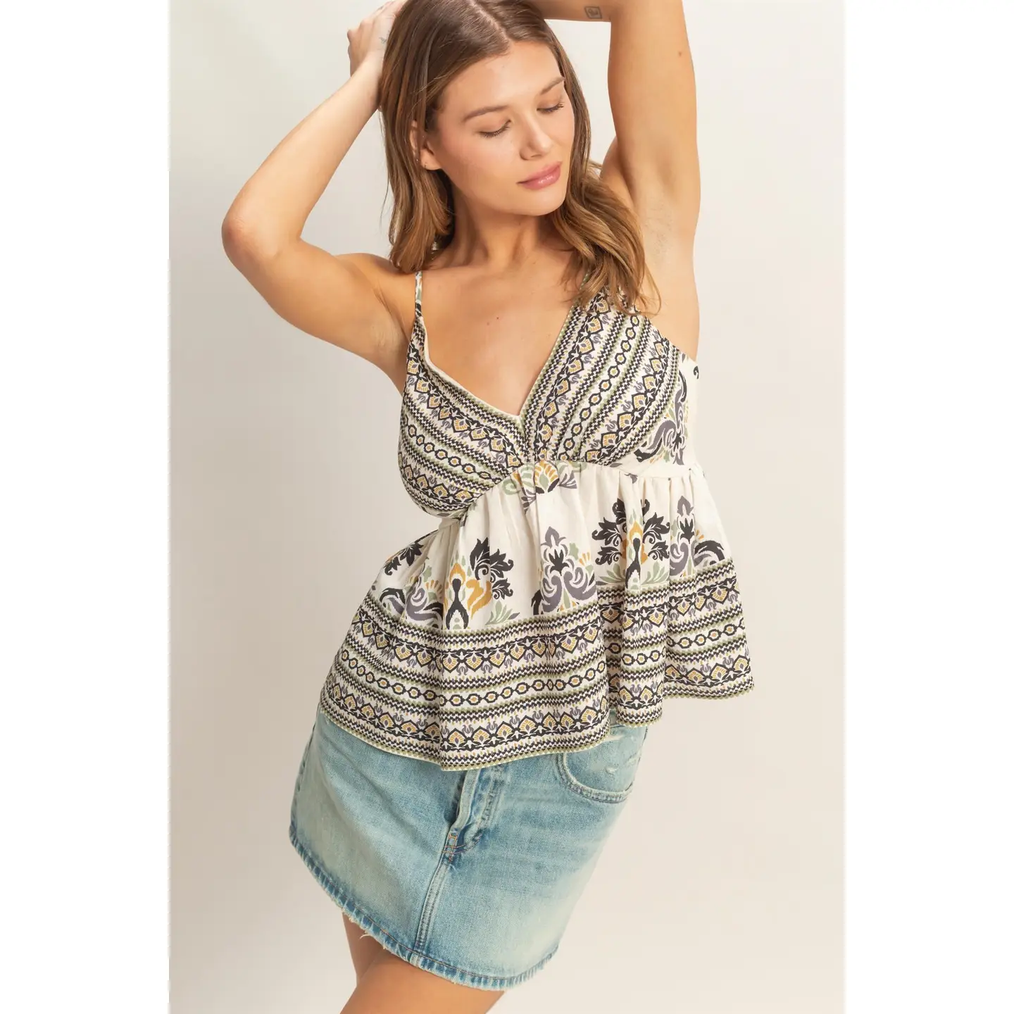 Floral Print V-Neck Camisole Black