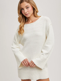 White Chunky Tunic Sweater Dress