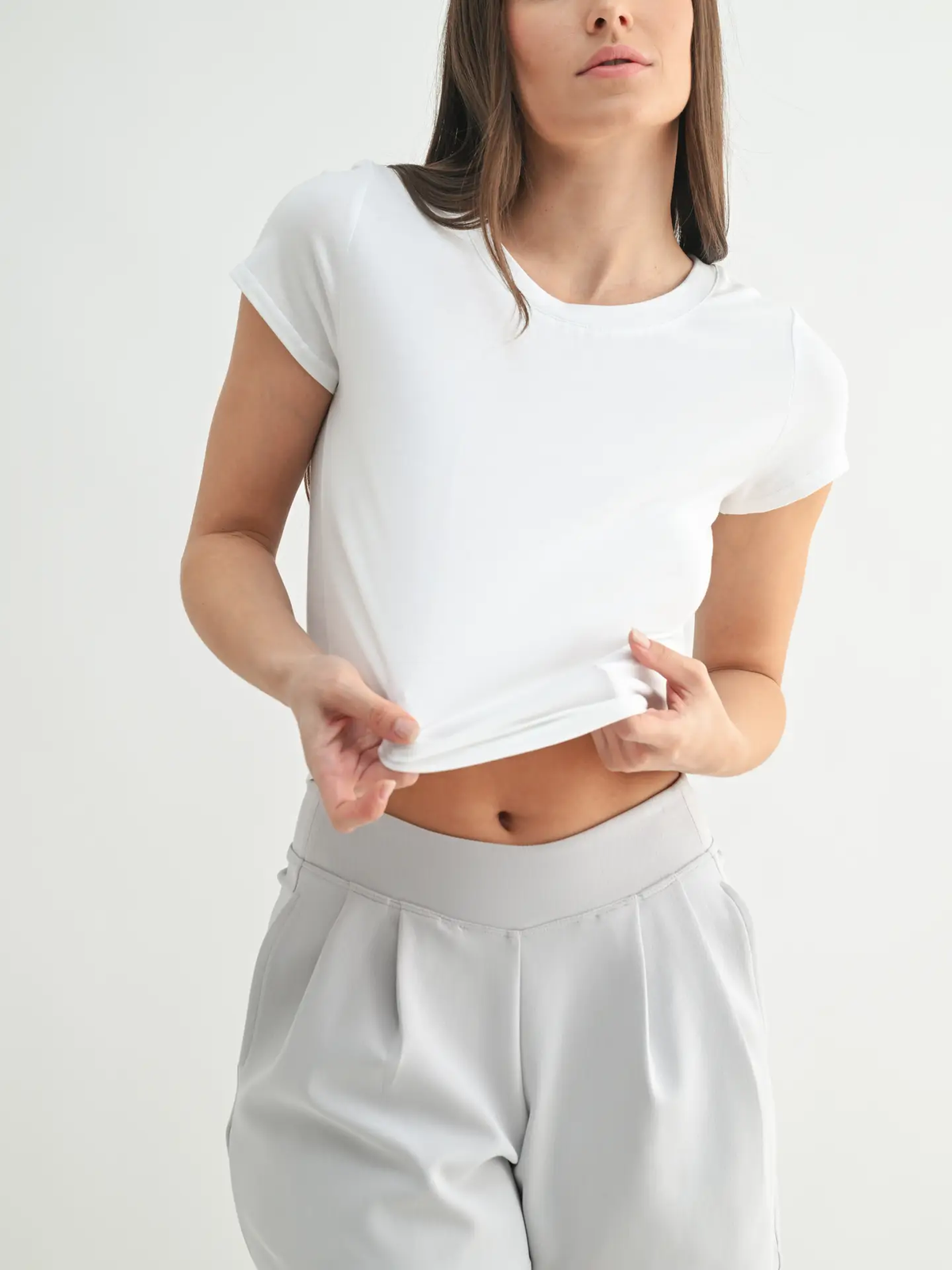 White Crop Crewneck