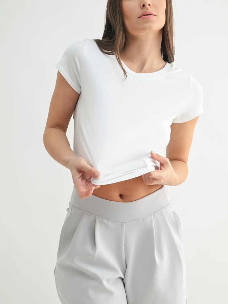 White Crop Crewneck