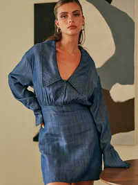 Blue Cut Out Back Minidress