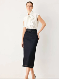CLASSIC DENIM OFFICE MIDI PENCIL SKIRT