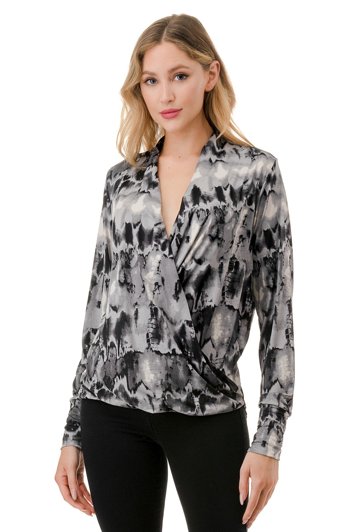 Grey Surplice Top