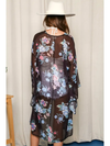 Black Sheer Floral Kimono