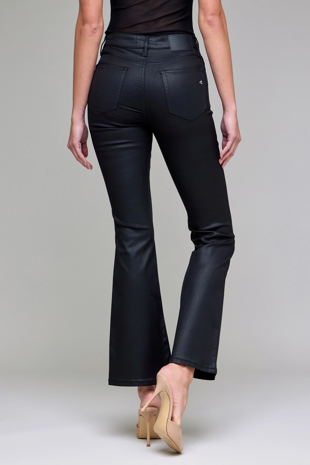 Black Coated Flare Jeans