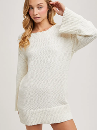 White Chunky Tunic Sweater Dress