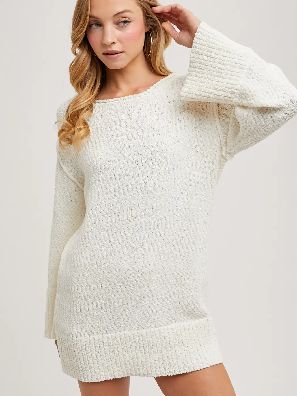 White Chunky Tunic Sweater Dress