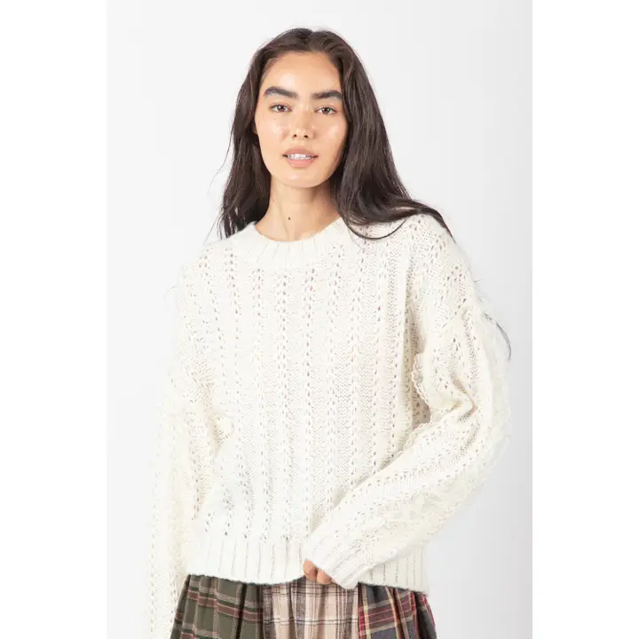 Cream Lace Sleeve Sweater