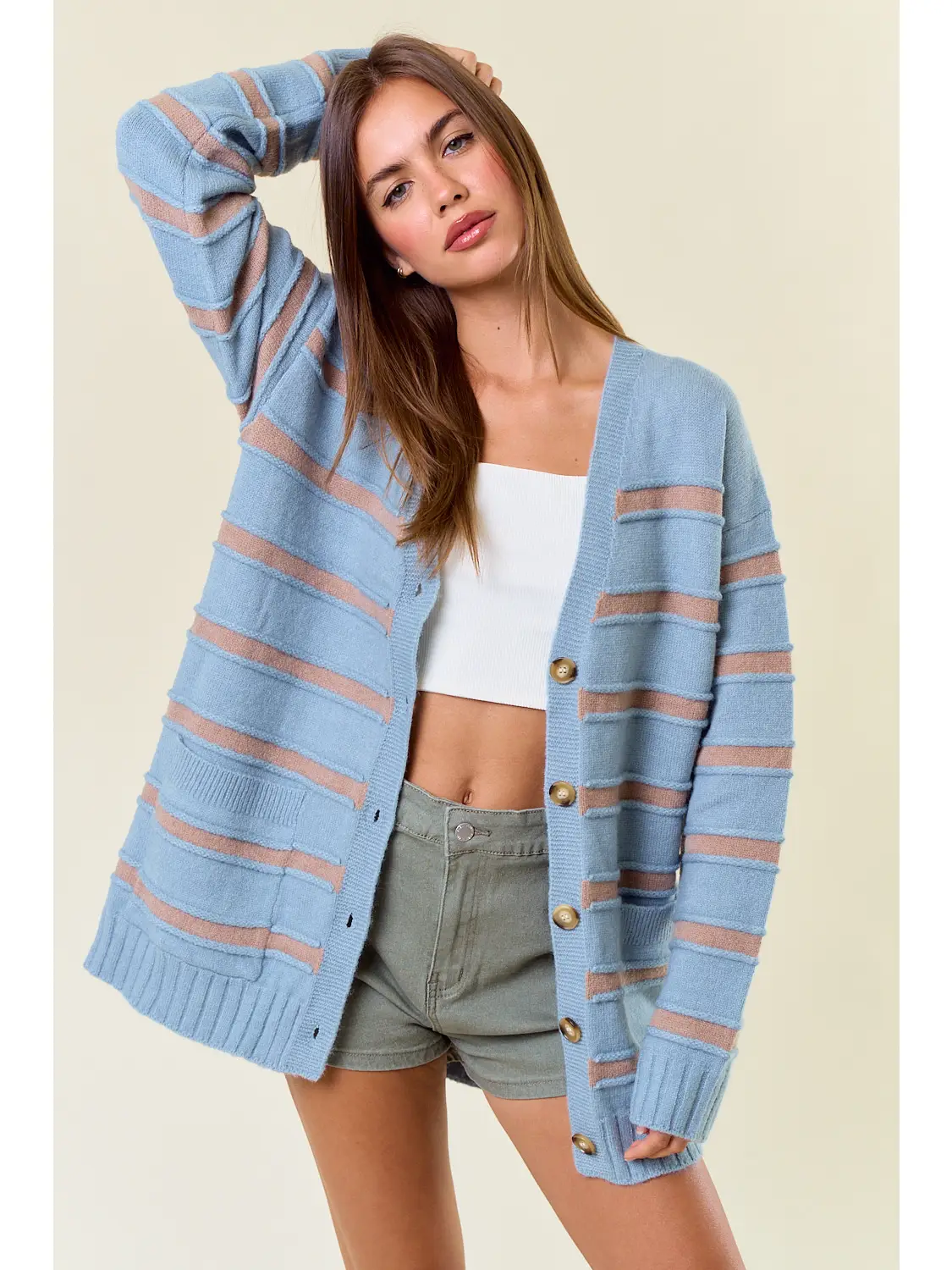 Blue Stripe Button Cardigan