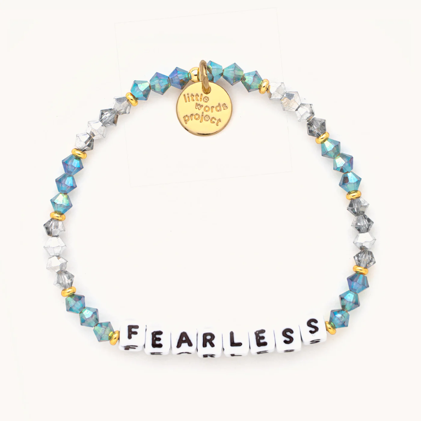 Little Words Project Fearless Teal & Grey Bracelet