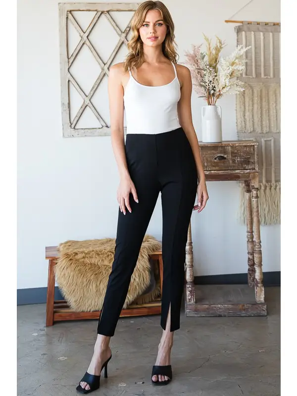 Black Front Slit Pants