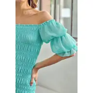 Teal smocked dress